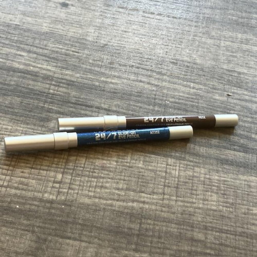 2 Urban Decay 24/7 Glide-on Accuse/Blue & Muse/Brown Eyeliner Pencils WaterPoof